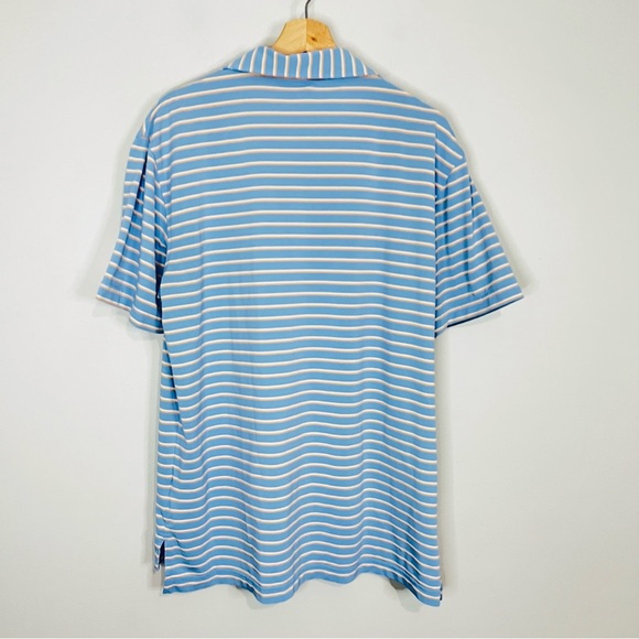 Peter Millar Crown Blue Striped Summer Comfort Polo M - Picture 6 of 6
